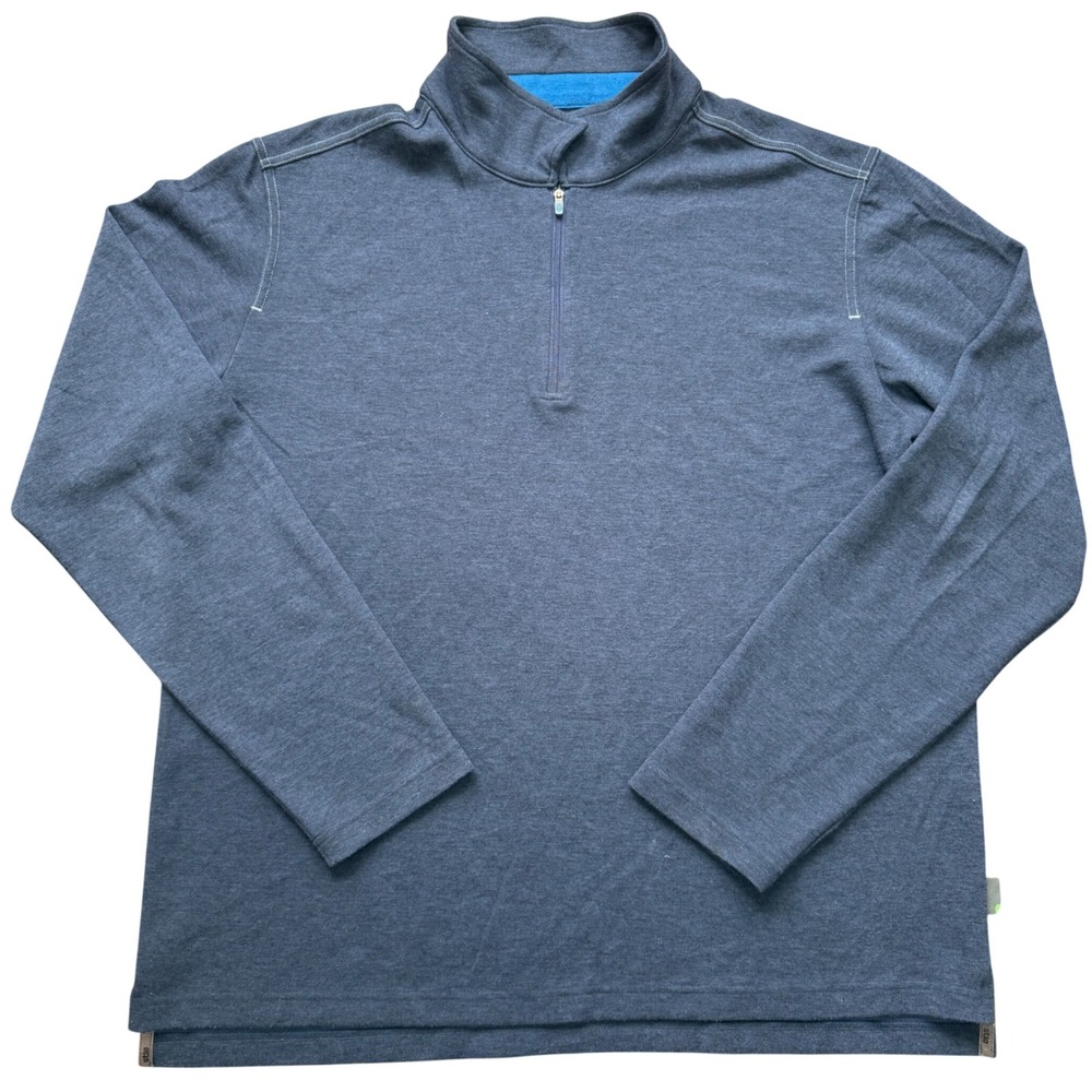 Stio Quarter Zip Pullover Mens XL Blue Polartec Power Grid Wool Blend Mock Neck